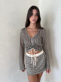 Cream Black Crochet Set