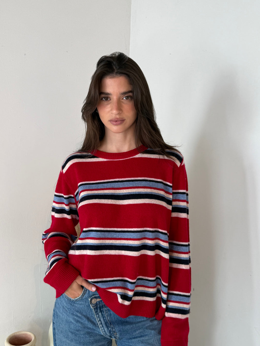Red Stripe Sweater Top