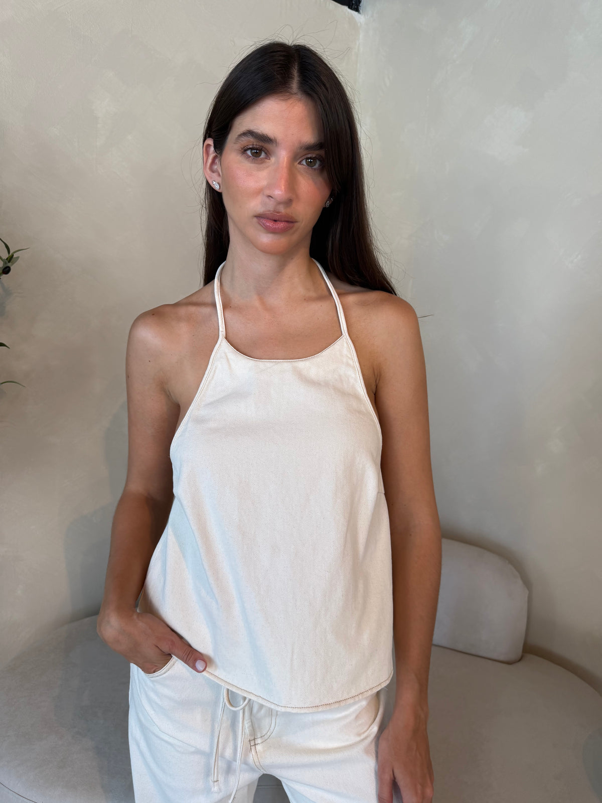Ecru Halter Top & Pant Set