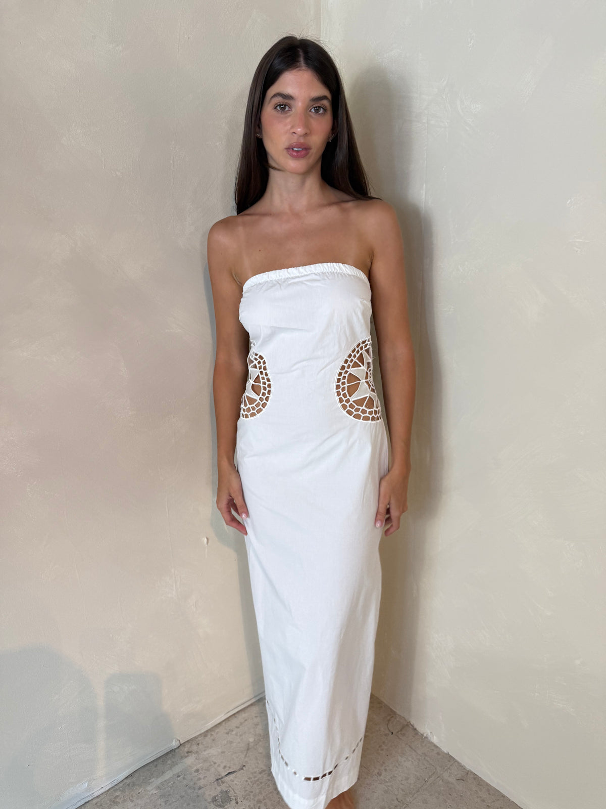 Side Embroidered Tube Dress