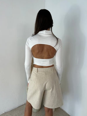 Cotton Linen Bermuda Pants