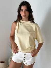 Denim Mini Shorts with Button Detail