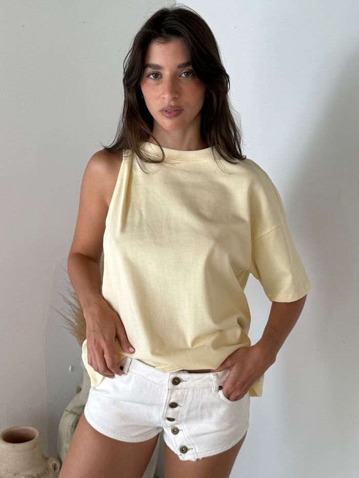 Denim Mini Shorts with Button Detail