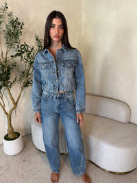 LS Denim Button Down Jacket & Jean Set