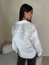 White LS Button Down Top