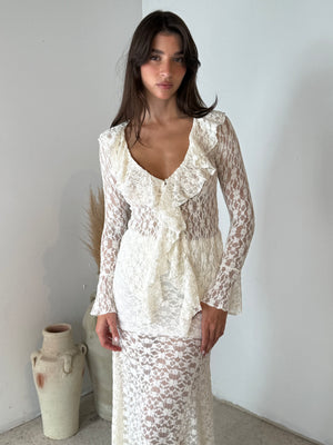 Lace LS Top & Skirt Set