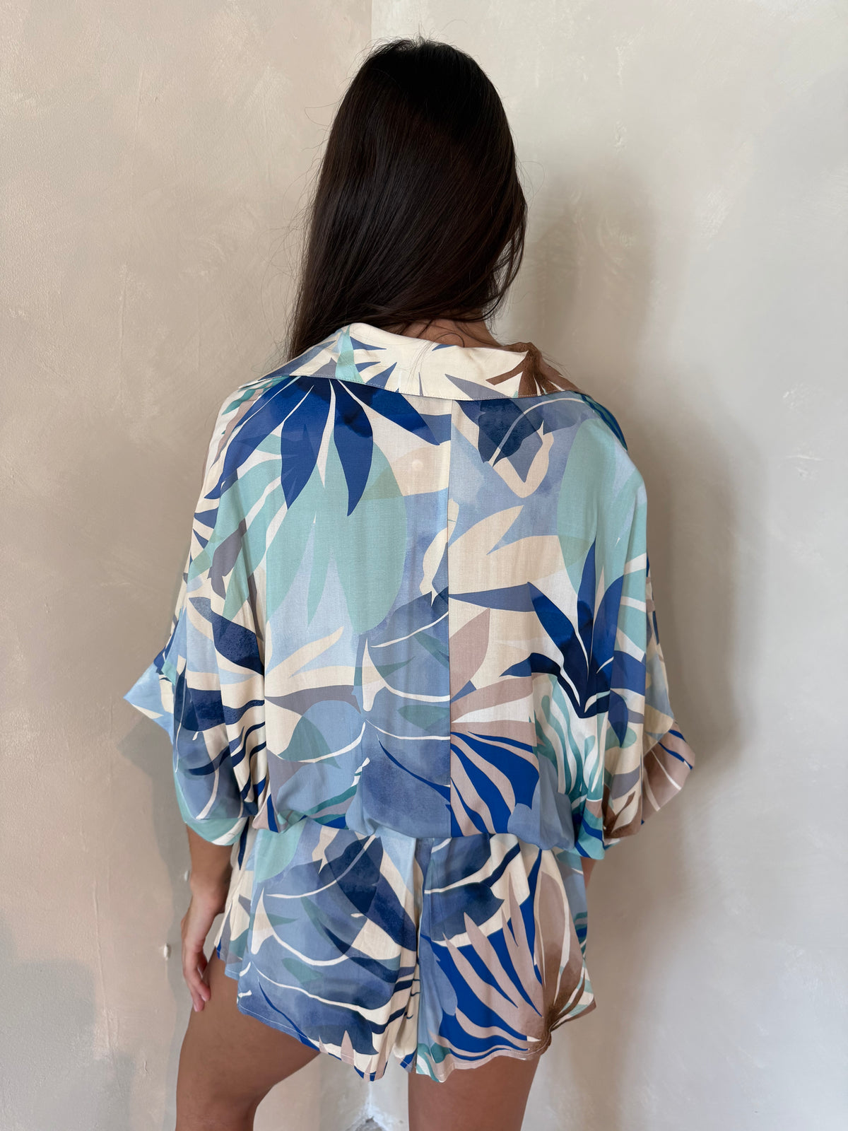 Blue Palm SS Romper