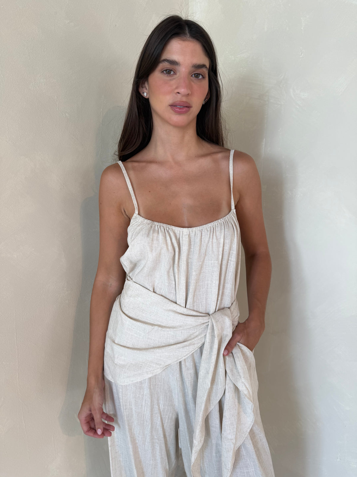 Strappy Jumpsuit with Scarf
