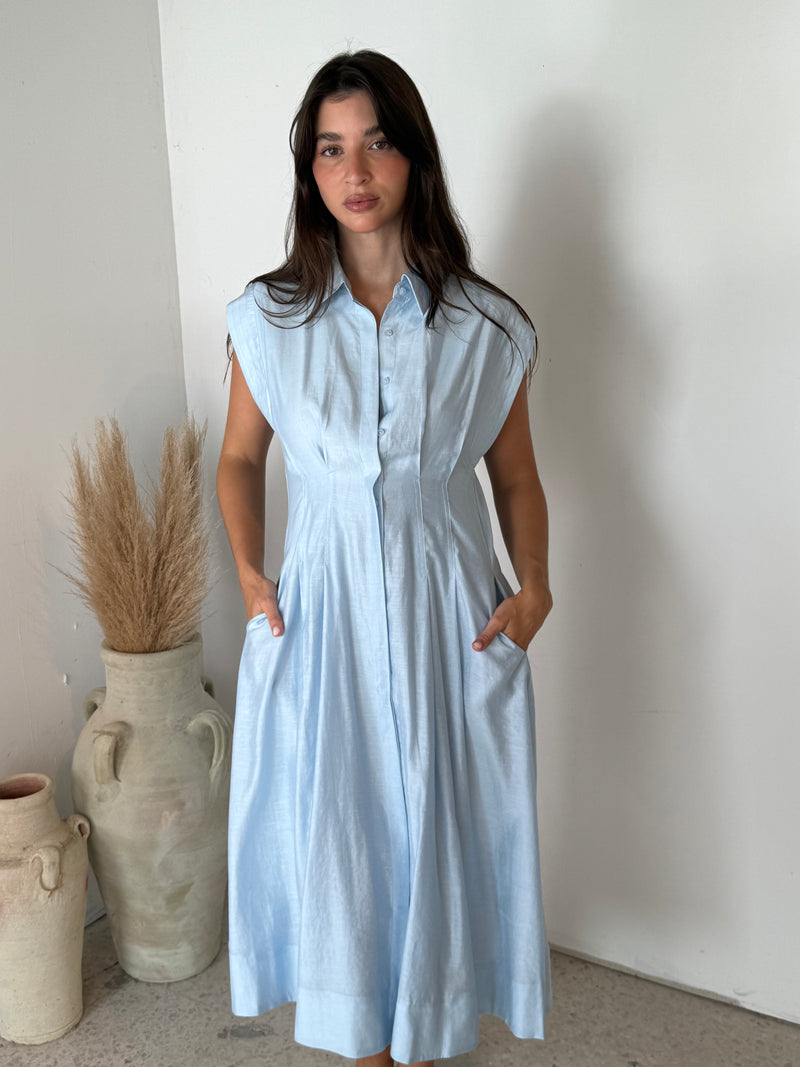 Sky Blue Buttondown Dress