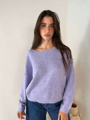 Lavender Off Shoulder Sweater