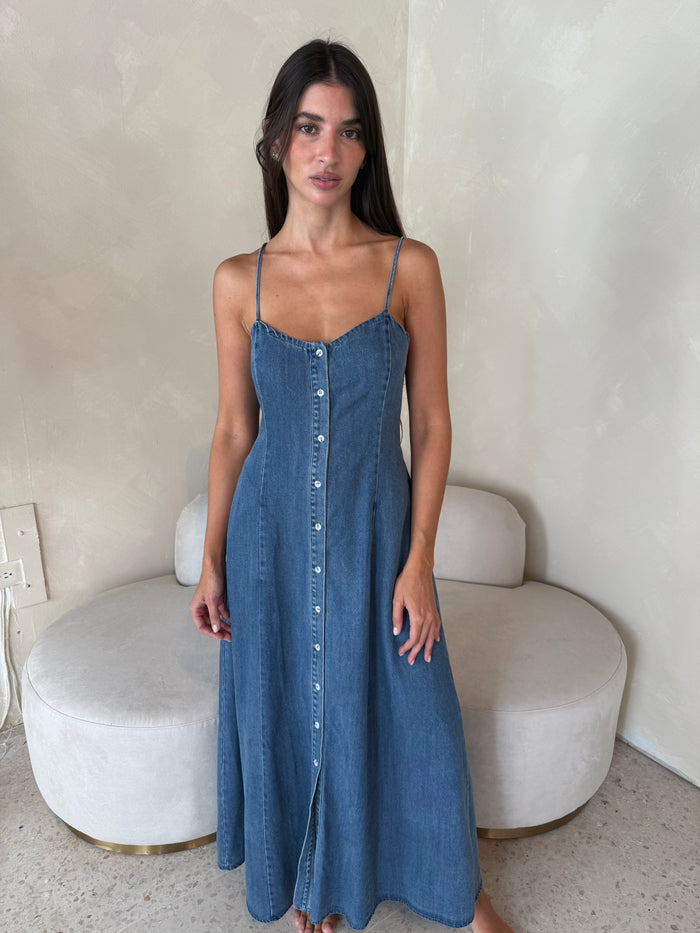 Denim Tencel Maxi Dress