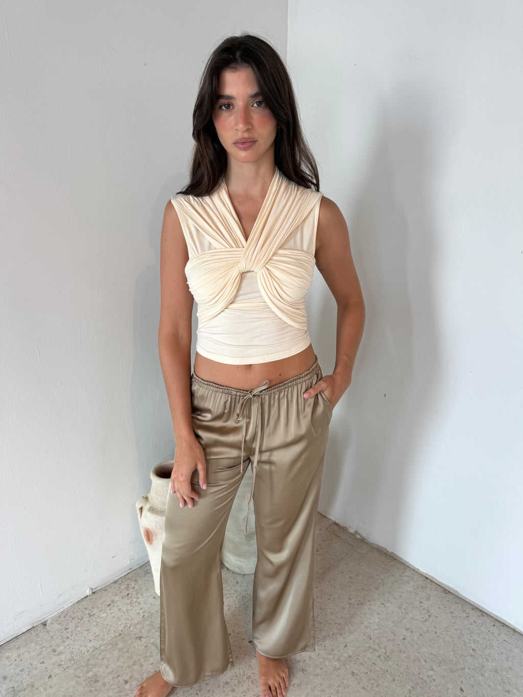 Satin Drawstring Pants