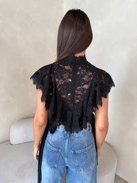 High Neck Ruffle Lace Top