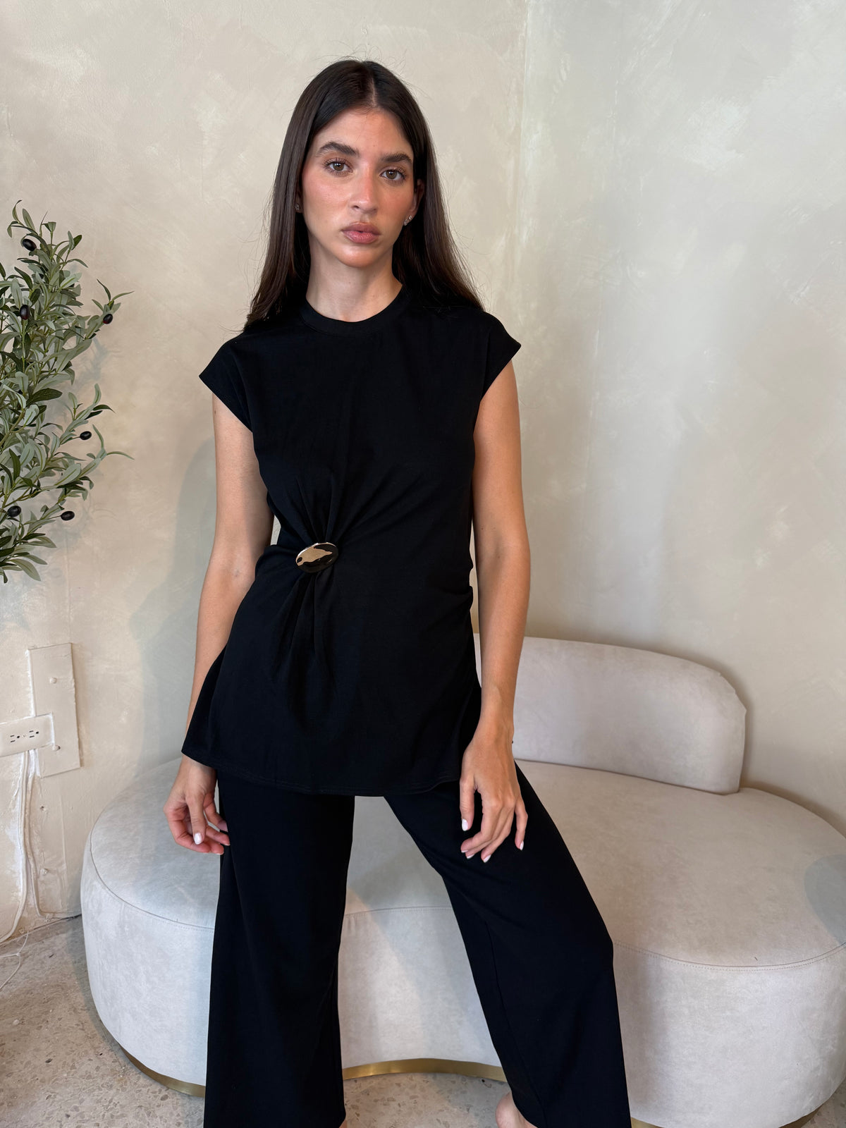 Gold Detail Top & Pant Set