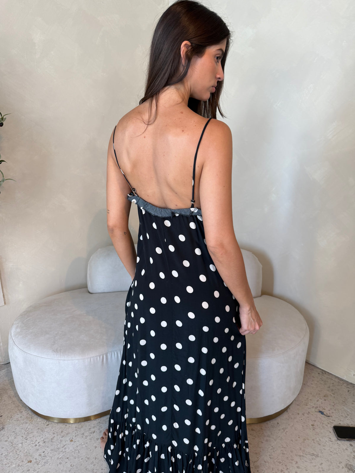 Polka Frill Maxi Dress