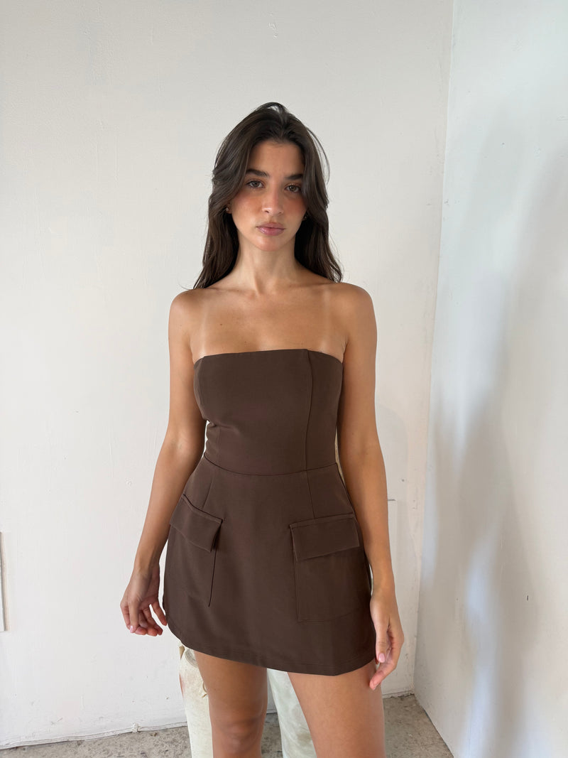 Coffee Tube Mini Dress