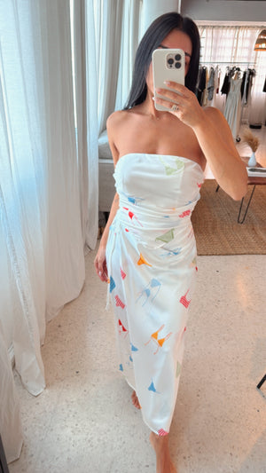 Bikini Print Satin Skirt
