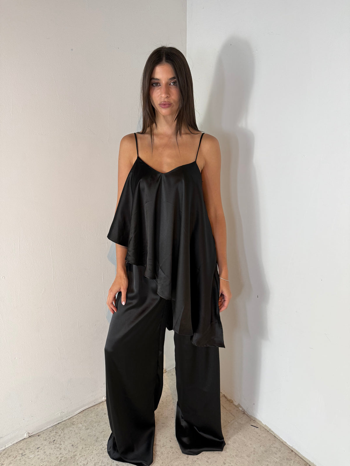 Satin Ruffle Top & Pant Set