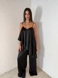 Satin Ruffle Top & Pant Set
