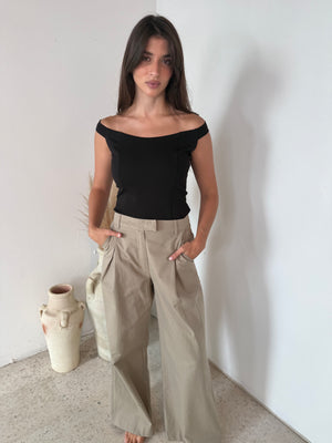 Khaki Pleated Trousers