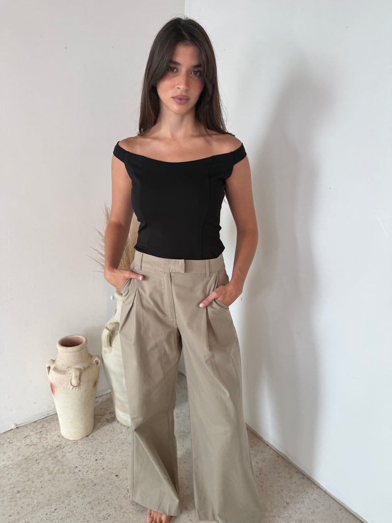 Khaki Pleated Trousers