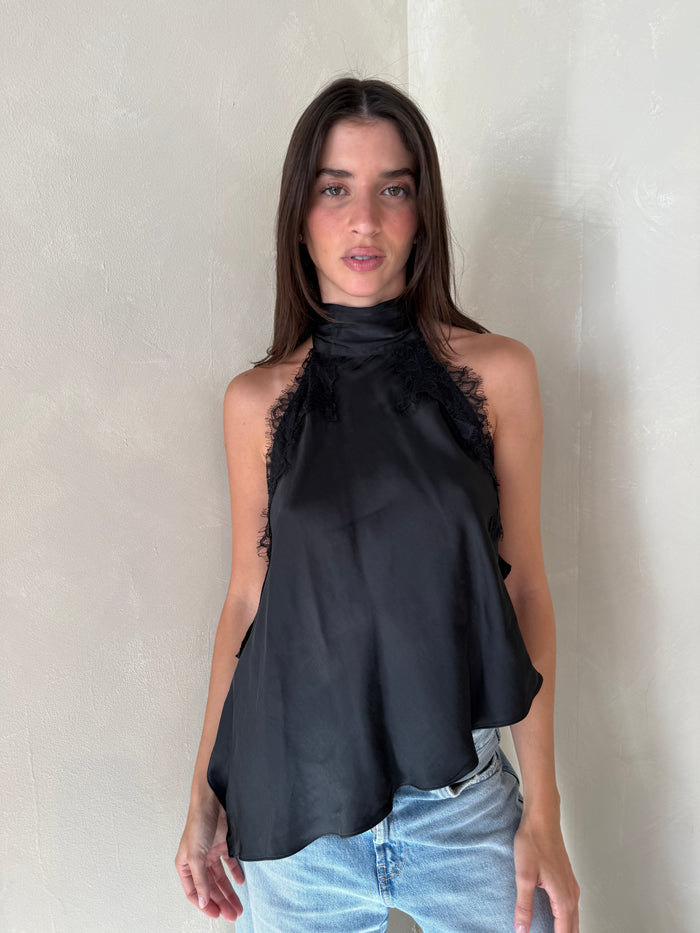 Satin Lace Halter Top