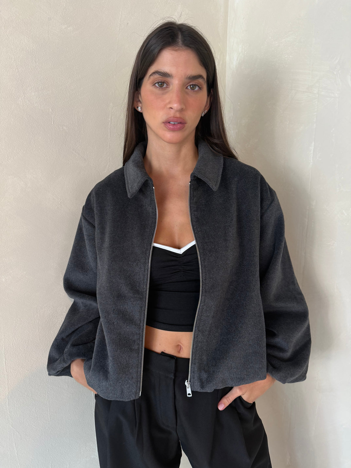 Charcoal Collar Jacket