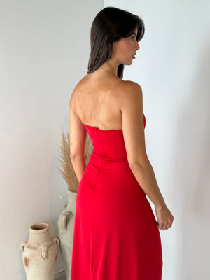 Drape Front Bustier Maxi Dress
