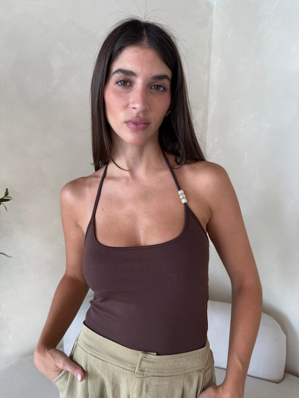 Halter Beaded Tank Top