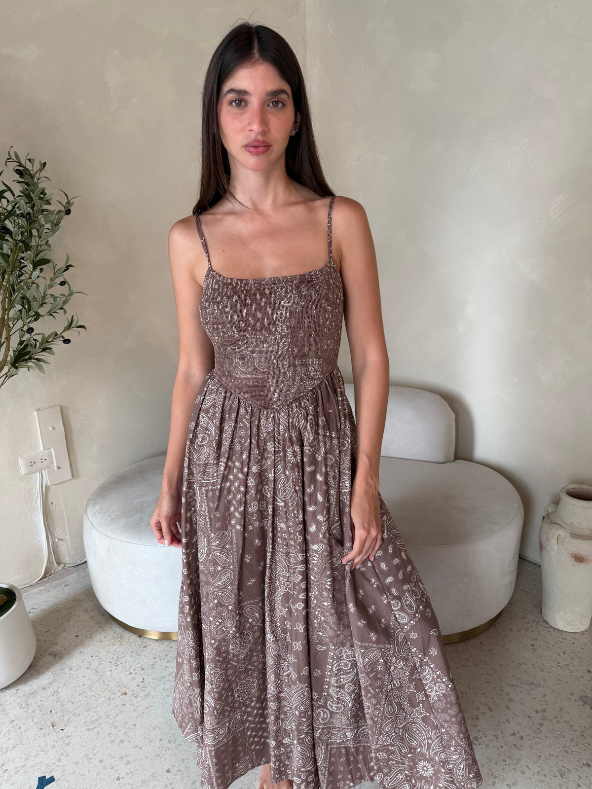 Smocked Paisley Dress