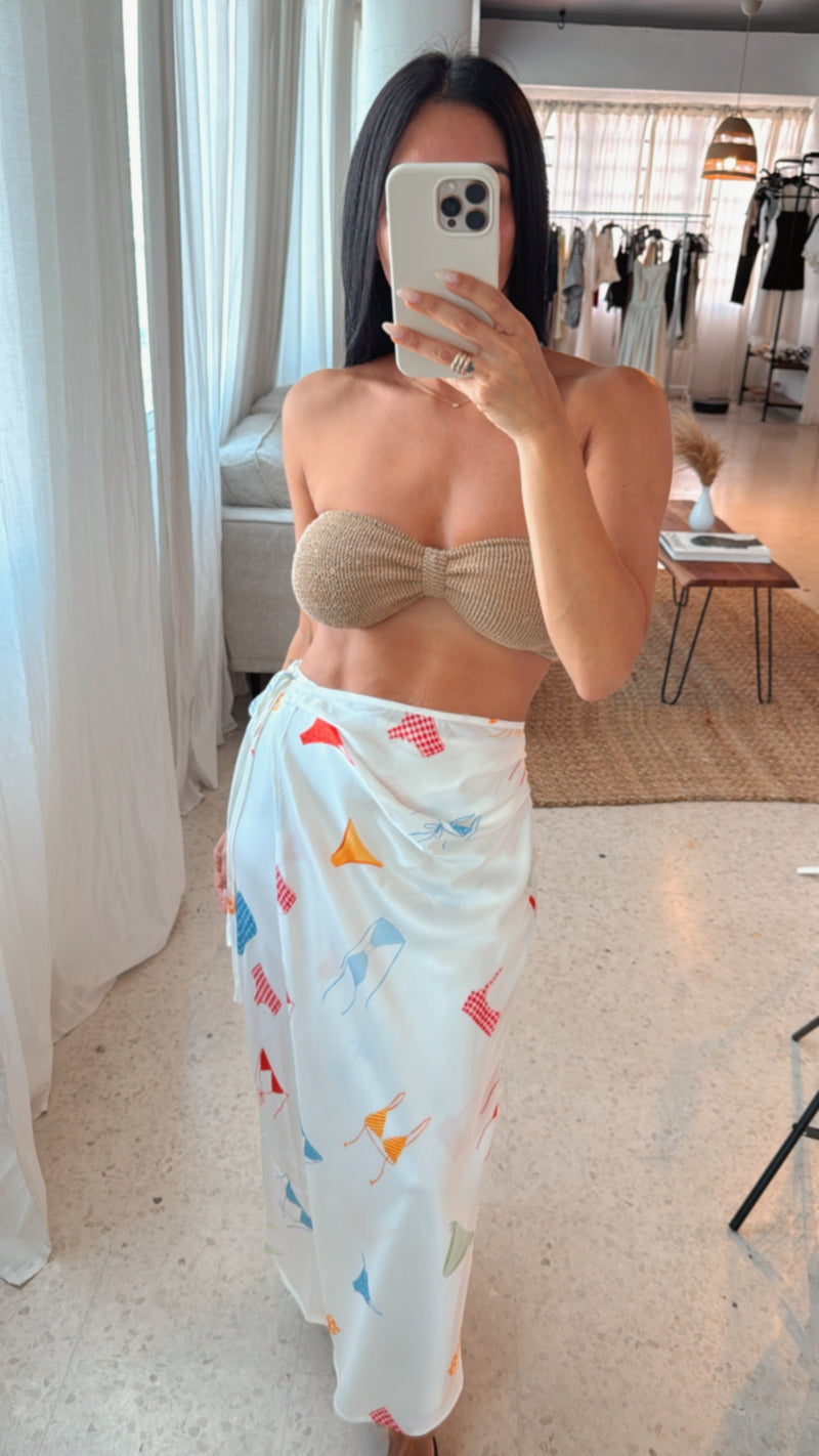 Bikini Print Satin Skirt