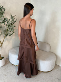 Ruffle Satin Midi Dress