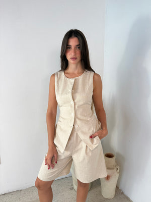 Linen Vest & Bermuda Set