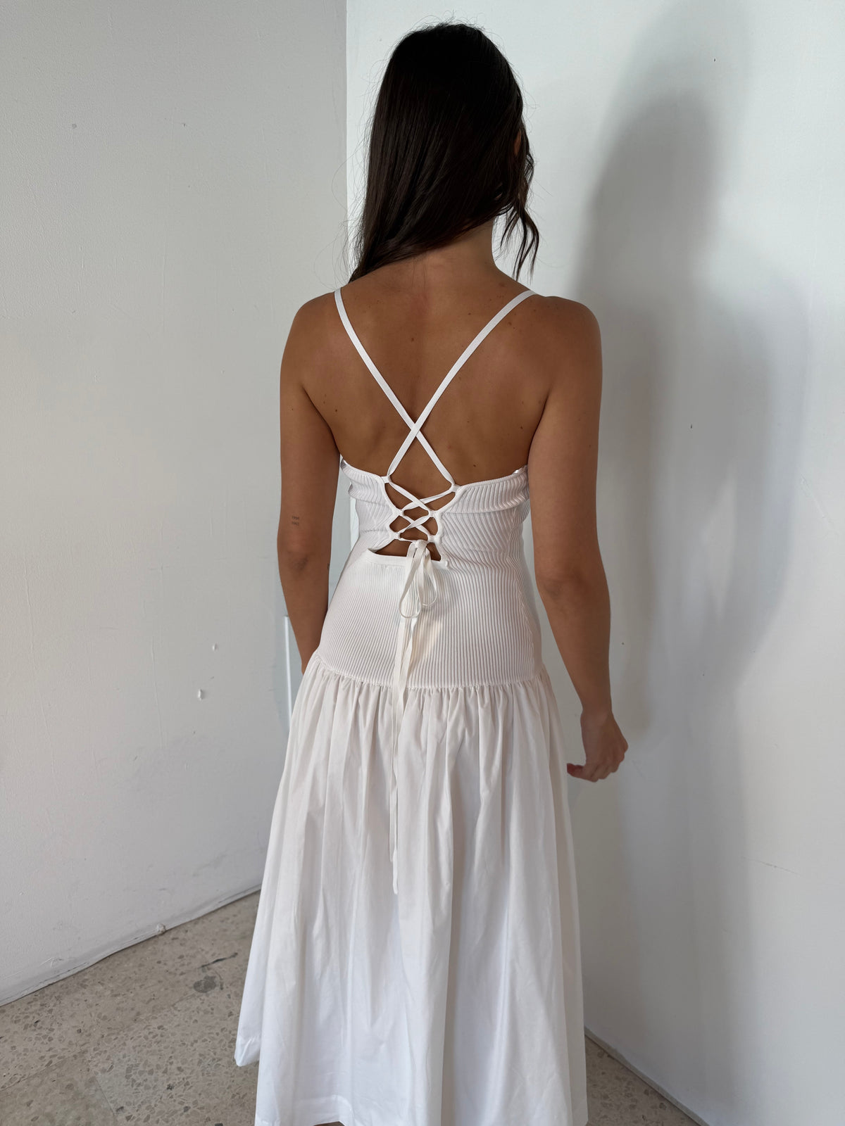 Knit Lace Up Midi Dress