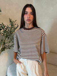 SS Brown Stripe Tee