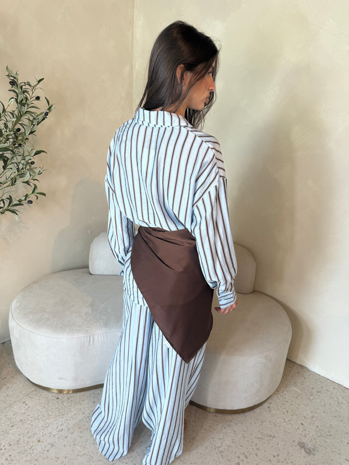Blue Brown Stripe Set