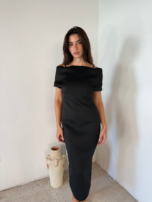 Black Scuba Midi Dress