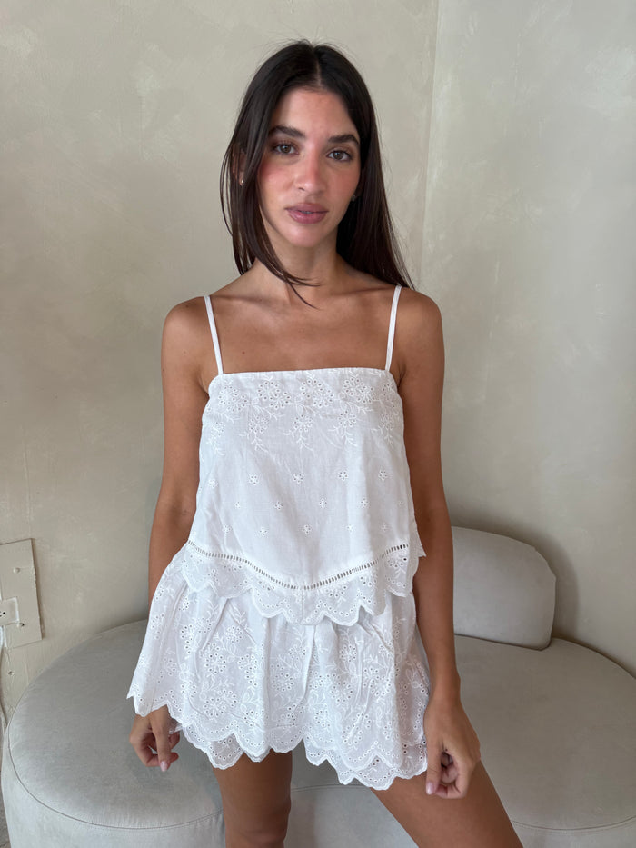 White Eyelet Skort Set