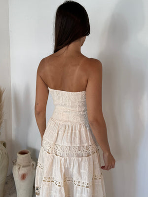 Embroidered Lace Tube Dress