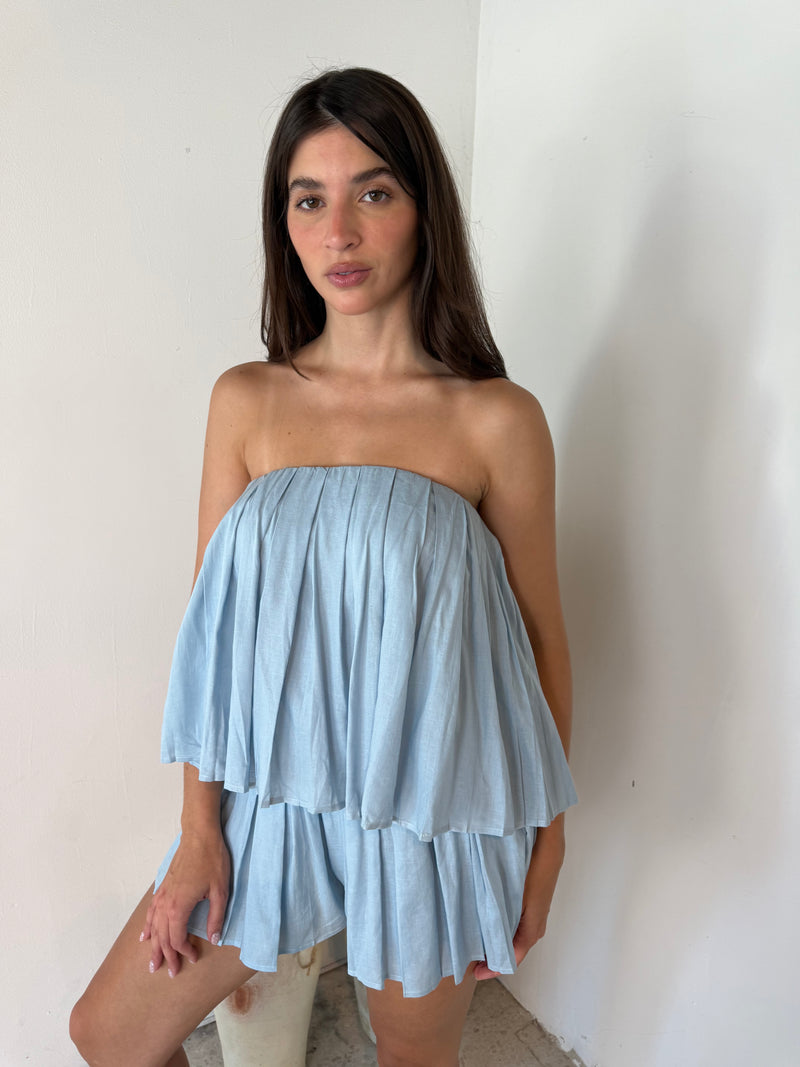 Strapless Pleated Top & Short Set