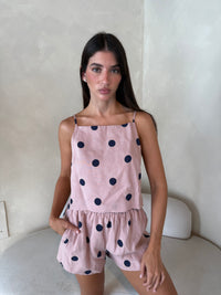 Pink Navy Polka Set