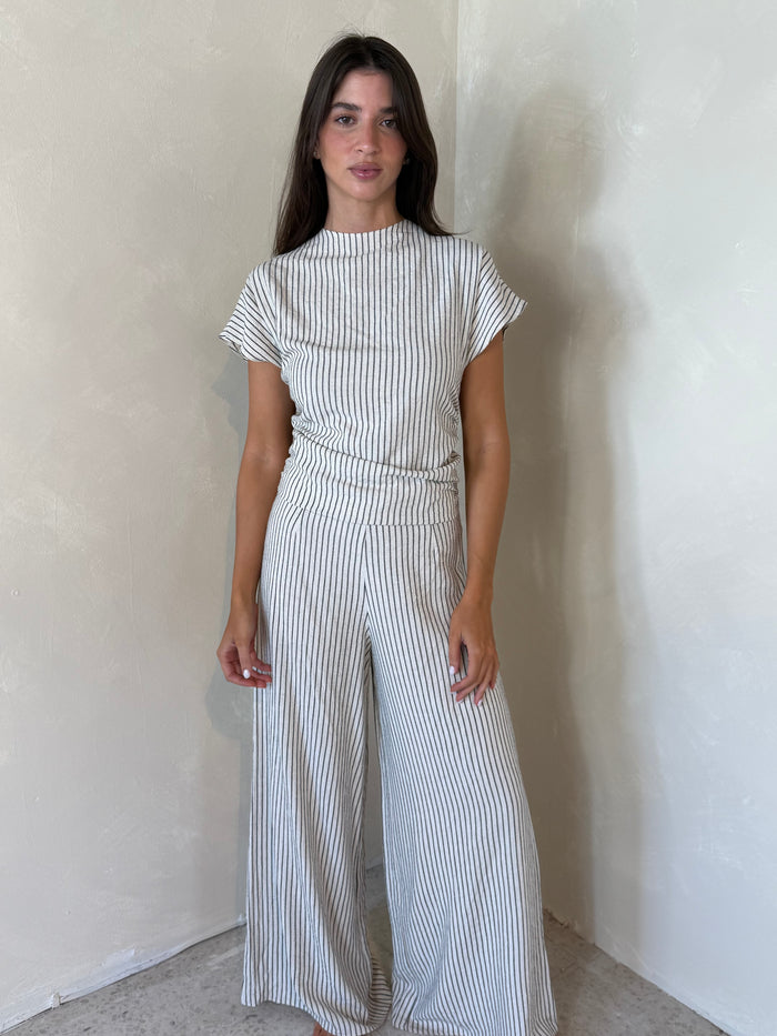 Pinstripe Tie Back Jumpsuit