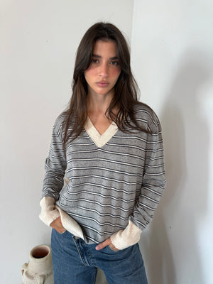 Striped LS Sweater Top