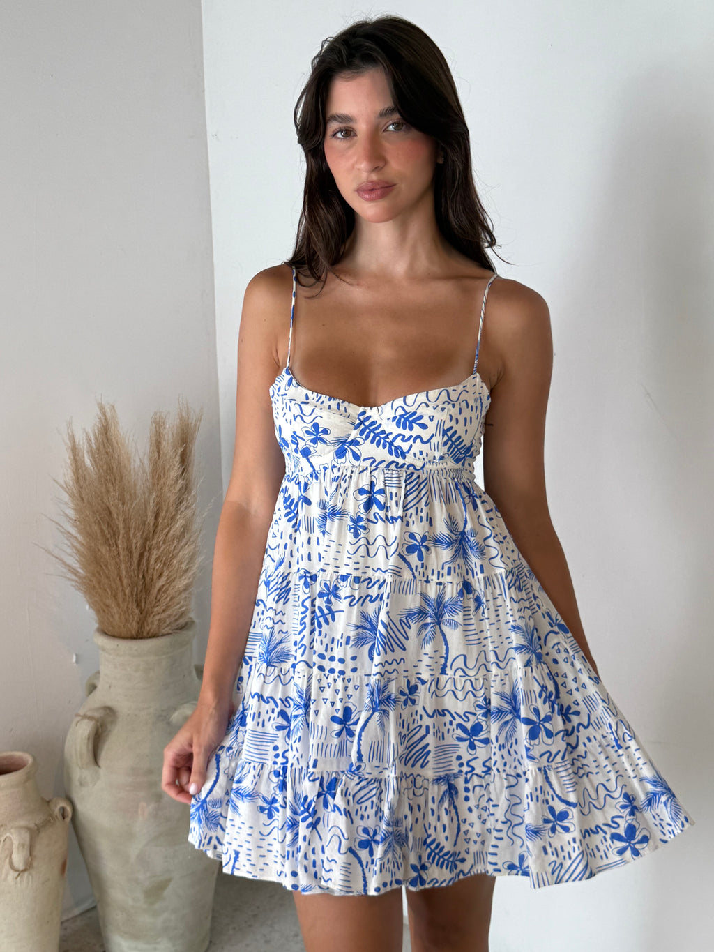 Printed Bustier Mini Dress