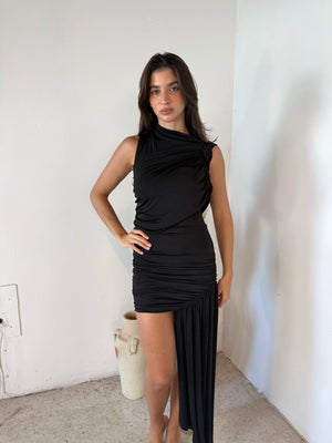 Draped Gathered Mini Dress