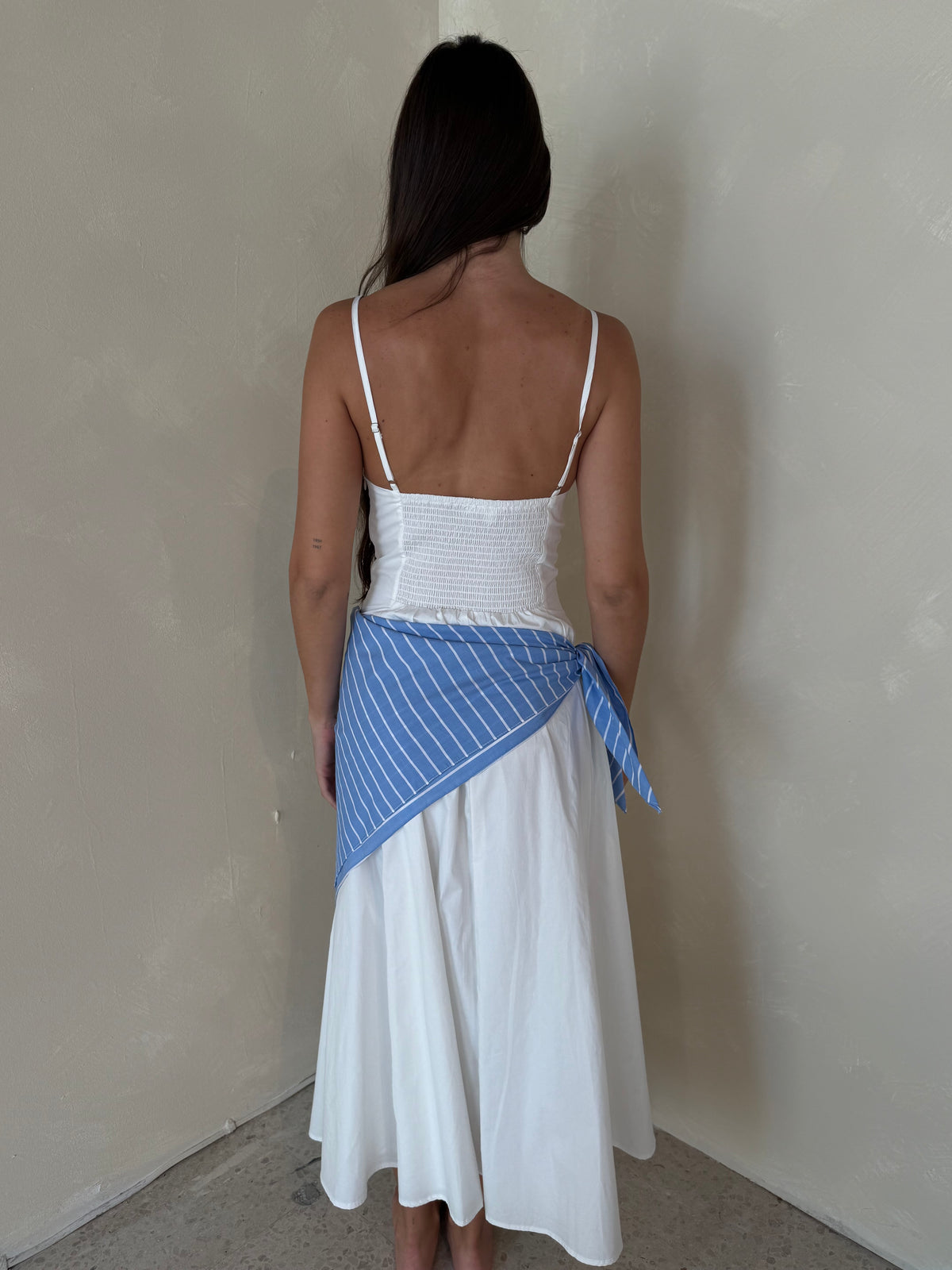 White Maxi Scarf Tie Dress
