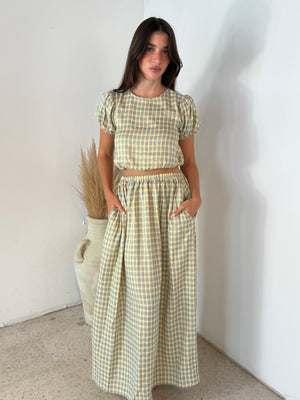 Plaid SS Top & Maxi Skirt Set