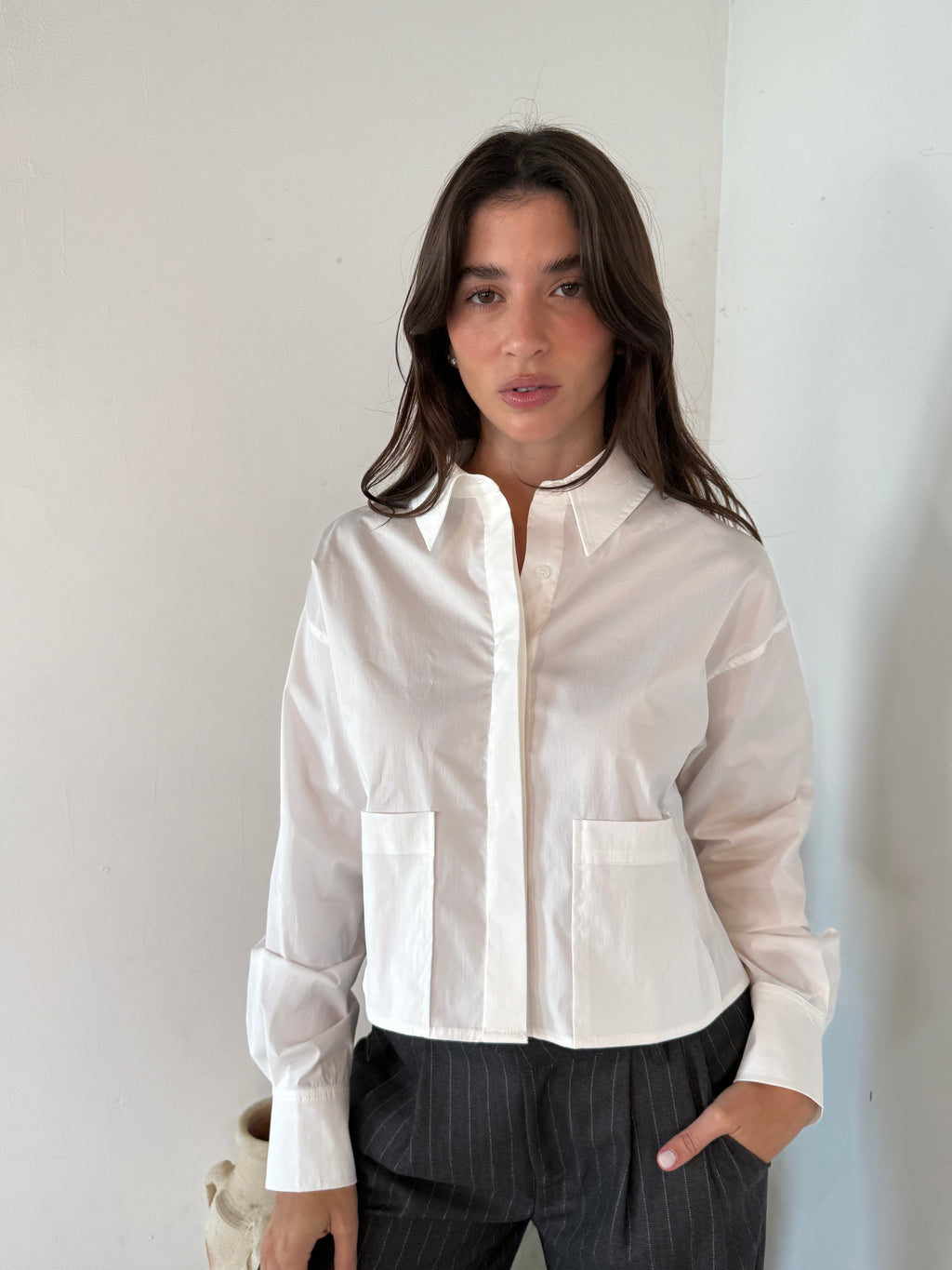 White LS Buttondown Top