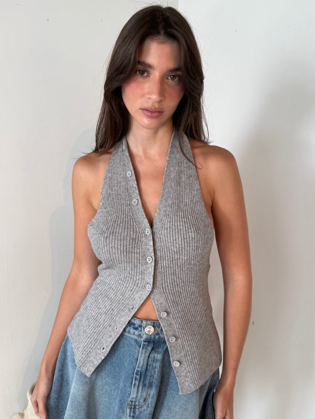Halter Button Down Top