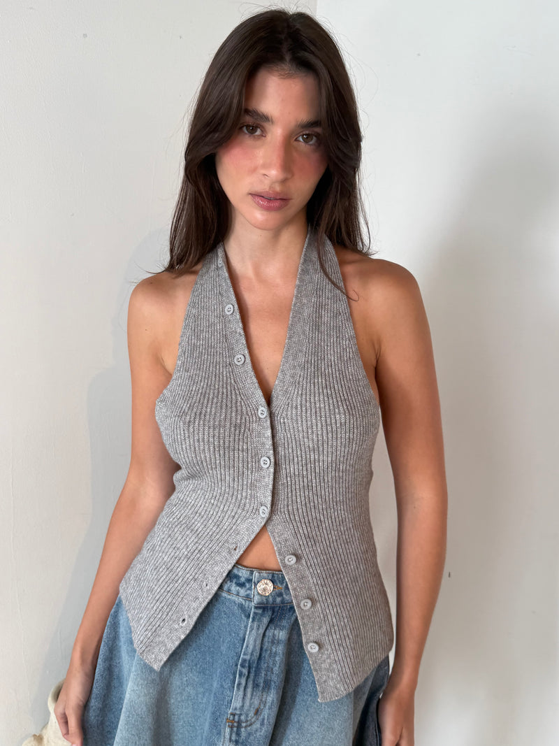 Halter Button Down Top